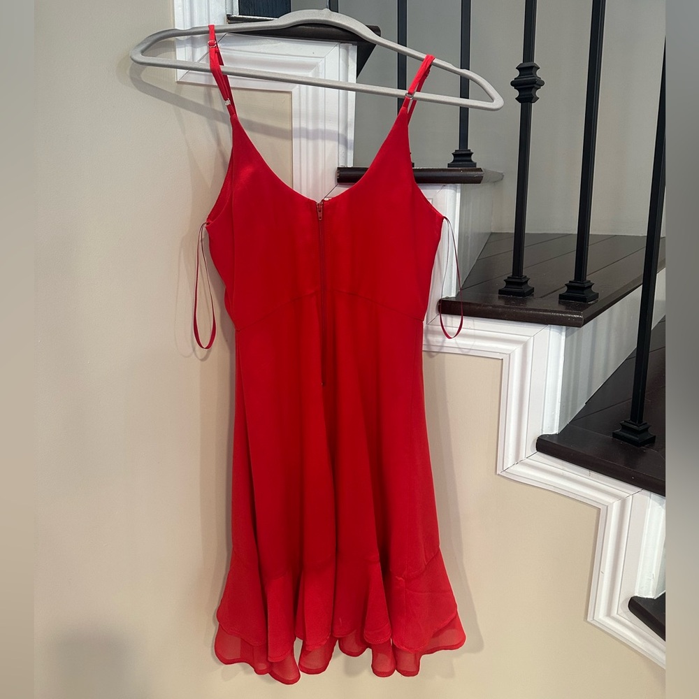 Windsor Red Ruffle Wrap Mini Dress - Picture 4 of 8